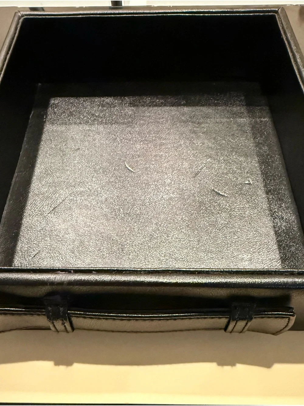 Polo Black Leather Tray with Handles